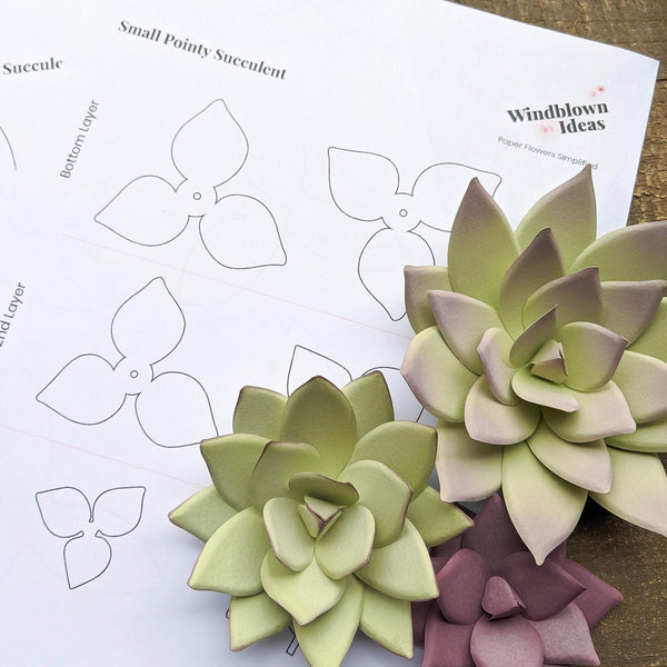 Pointy Succulent in 3 Sizes SVG PDF Digital File for Cricut & Silhouette, Includes small biz permission to sell finished flowers